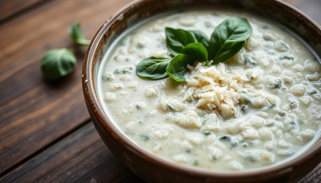 creamy spinach rice soup